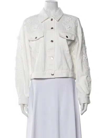 Pre-owned Generation Love Floral Print Denim Jacket In White