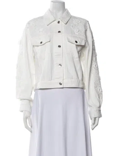 Pre-owned Generation Love Floral Print Denim Jacket In White