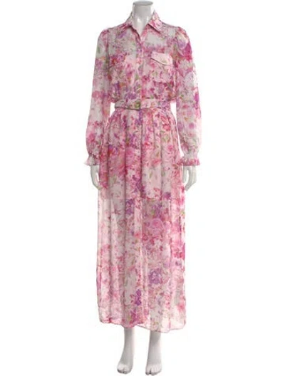 Pre-owned Generation Love Floral Print Long Dress In Pink