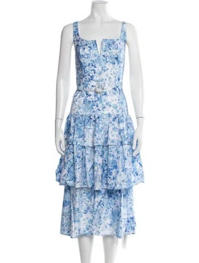 Pre-owned Generation Love Floral Print Midi Length Dress In Blue