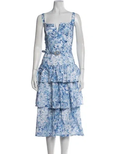 Pre-owned Generation Love Floral Print Midi Length Dress In Blue