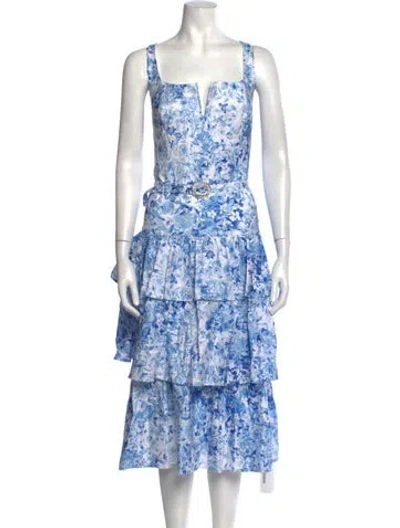 Pre-owned Generation Love Floral Print Midi Length Dress W/ Tags In Blue
