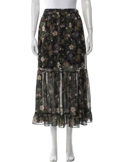 Pre-owned Generation Love Floral Print Midi Length Skirt In Green