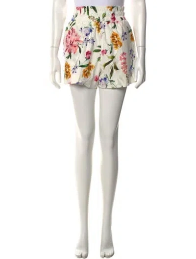 Pre-owned Generation Love Floral Print Mini Shorts In White