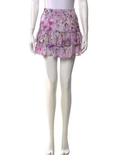 Pre-owned Generation Love Floral Print Mini Skirt In Purple