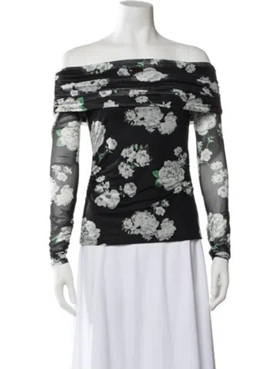 Pre-owned Generation Love Floral Print Off-the-shoulder Top In Blue