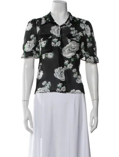 Pre-owned Generation Love Floral Print Short Sleeve Blouse W/ Tags In White