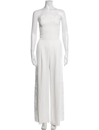 Pre-owned Generation Love Floral Print Strapless Jumpsuit In White
