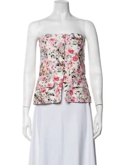 Pre-owned Generation Love Floral Print Strapless Top W/ Tags In White