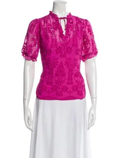 Pre-owned Generation Love Floral Print Tie Neck Blouse In Pink