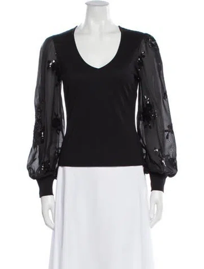 Pre-owned Generation Love Floral Print V-neck Blouse In Black