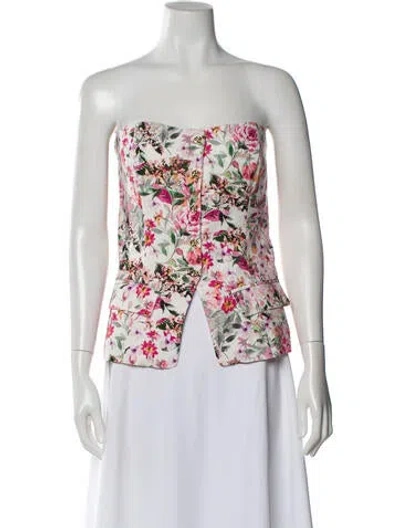 Pre-owned Generation Love Floral Print V-neck Blouse In Blue