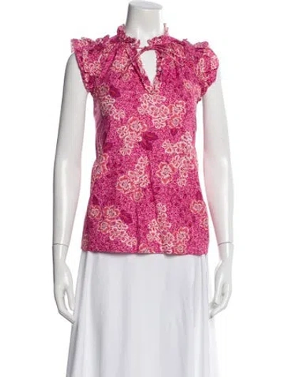 Pre-owned Generation Love Floral Print V-neck Blouse In Pink