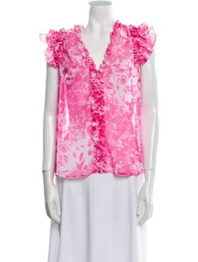 Pre-owned Generation Love Floral Print V-neck Blouse In Pink