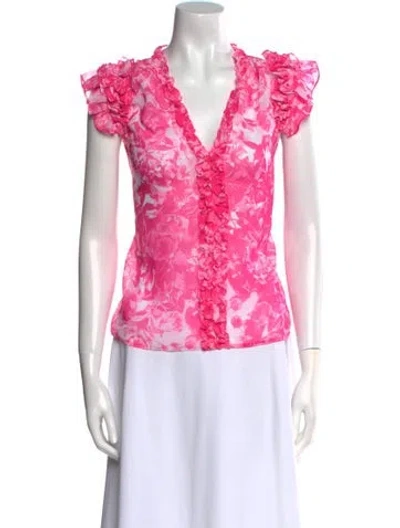 Pre-owned Generation Love Floral Print V-neck Blouse In Pink