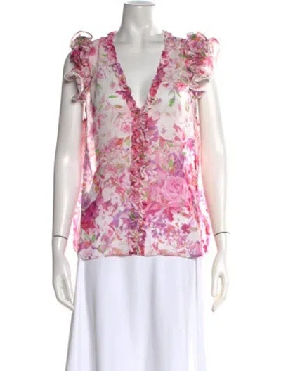Pre-owned Generation Love Floral Print V-neck Blouse In Pink