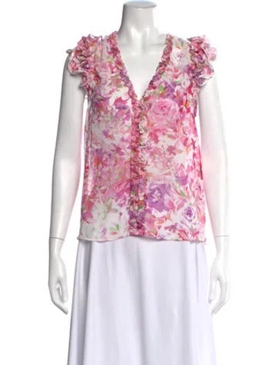Pre-owned Generation Love Floral Print V-neck Blouse In Pink