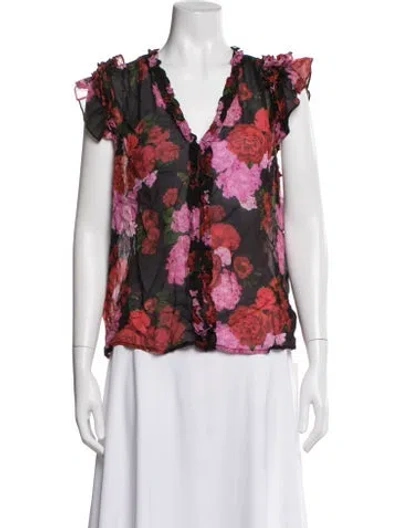 Pre-owned Generation Love Floral Print V-neck Blouse W/ Tags In White