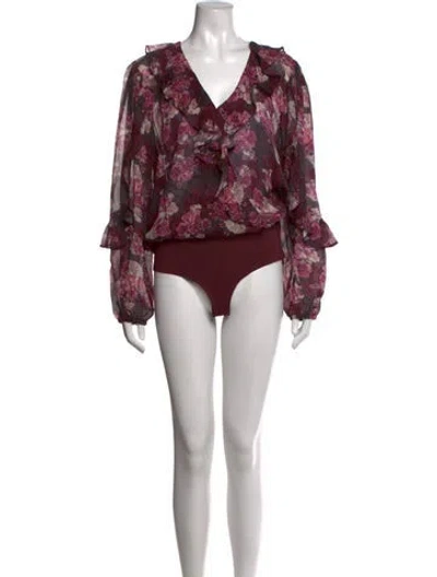 Pre-owned Generation Love Floral Print V-neck Bodysuit W/ Tags In Multicolor