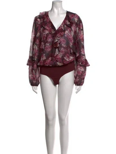 Pre-owned Generation Love Floral Print V-neck Bodysuit W/ Tags In Pink