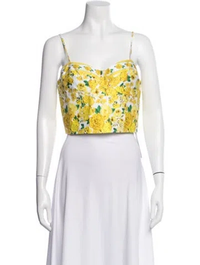 Pre-owned Generation Love Floral Print V-neck Crop Top W/ Tags In Yellow