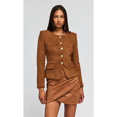 Generation Love Flynn Vegan Suede Collarless Jacket In Brown