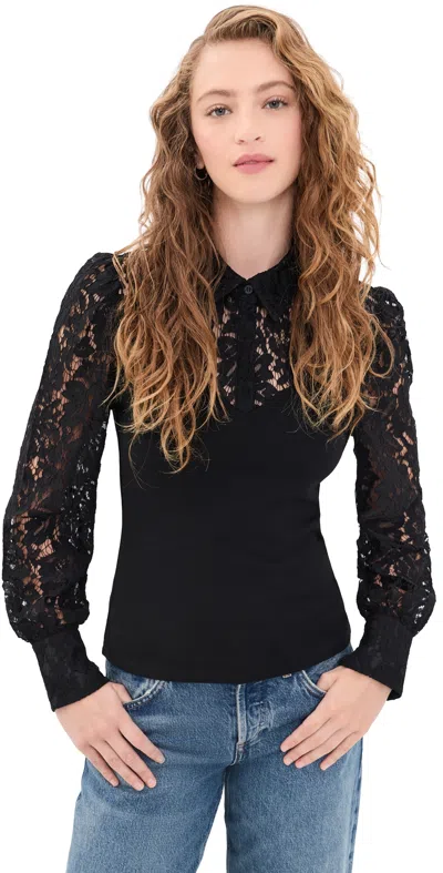 Generation Love Franny Lace Combo Blouse Black/black