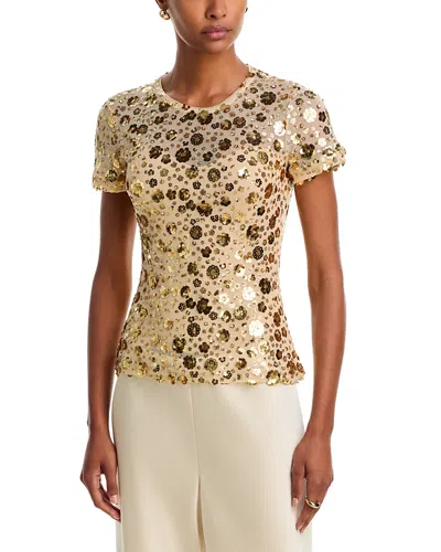 Generation Love Galia 3d Floral Sequin Bodycon Top In Gold