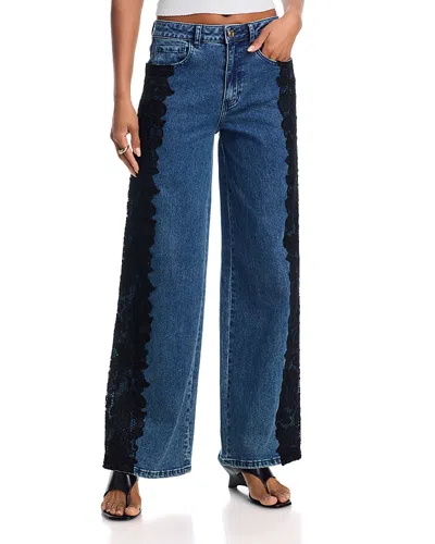 Generation Love Georgia High Rise Lace Combo Jeans In Vintage Medium Blue In Multi