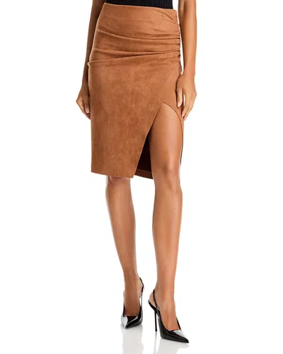 Generation Love Gina Ruched Faux Suede Skirt In Red