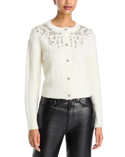 Generation Love Glenda Crystal Embellished Cable Knit Cardigan In Gray