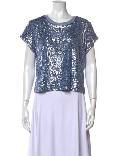 Pre-owned Generation Love Graphic Print Crew Neck Top In Blue