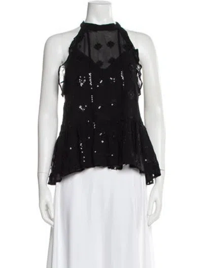 Pre-owned Generation Love Graphic Print Halterneck Blouse In Black