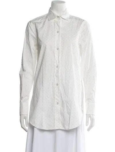 Pre-owned Generation Love Graphic Print Long Sleeve Button-up Top In White