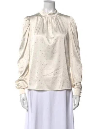 Pre-owned Generation Love Graphic Print Mock Neck Blouse In Neutral