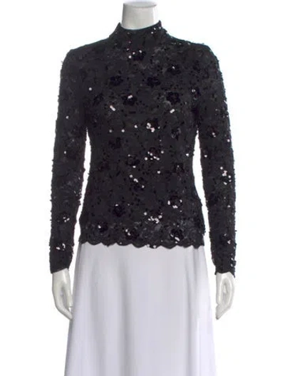 Pre-owned Generation Love Graphic Print Mock Neck Top In Black