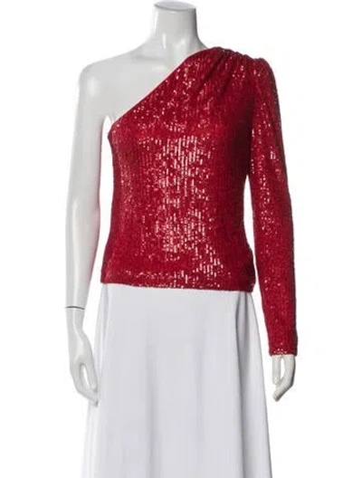 Pre-owned Generation Love Graphic Print One-shoulder Top In Red