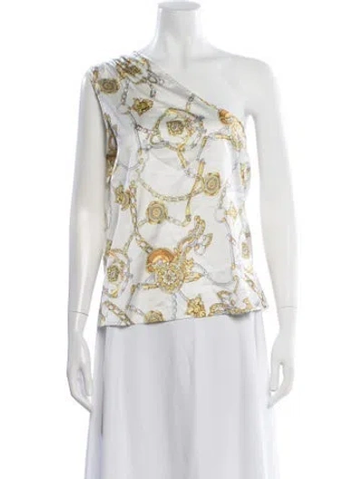 Pre-owned Generation Love Graphic Print One-shoulder Top In White