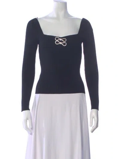 Pre-owned Generation Love Graphic Print Square Neckline Sweater In Blue