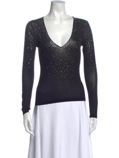 Pre-owned Generation Love Graphic Print V-neck Top In Black
