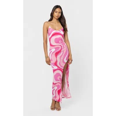 Generation Love Hailey Geometric Sheen Jersey Maxi Dress In Pink