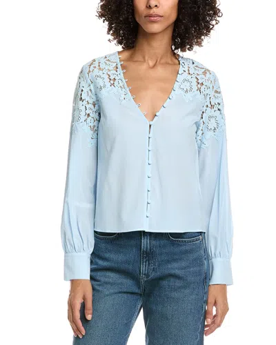 Generation Love Harlea Lace Combo Silk-blend Blouse In Blue