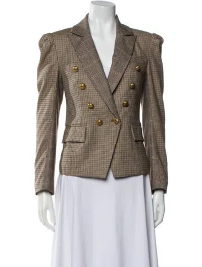 Pre-owned Generation Love Houndstooth Print Blazer In Brown