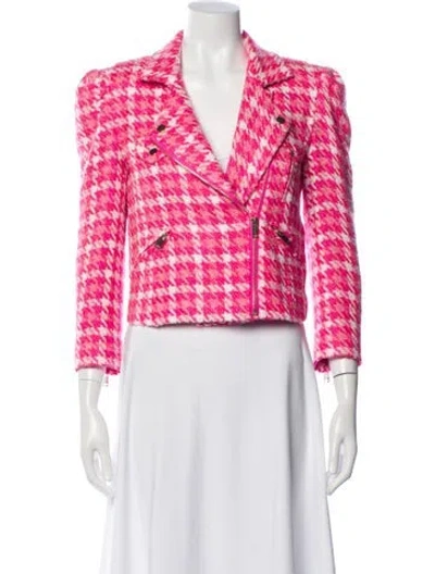 Pre-owned Generation Love Houndstooth Print Blazer In Pink