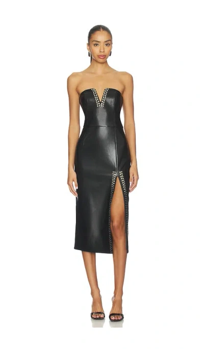 Generation Love Isabel Studded Faux Leather Dress In Black & Silver