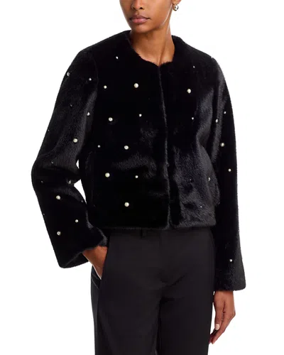 Generation Love Jailyn Embellished Faux Fur Jacket In Burgundy