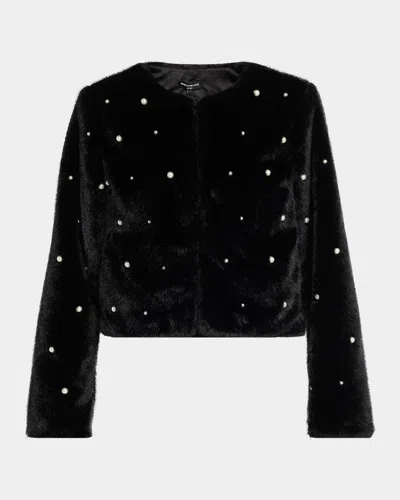 Generation Love Jailyn Pearly Faux-fur Jacket In Black/pear