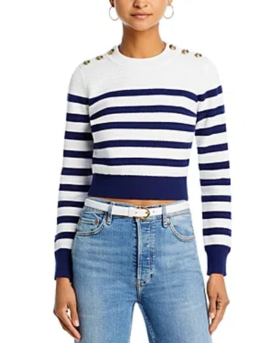 Generation Love Janice Cropped Sweater In White/navy