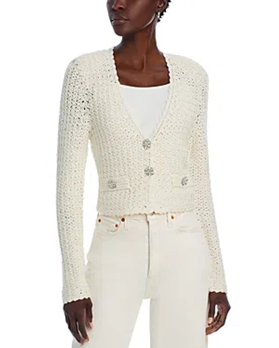 Generation Love Joy Plunge Neck Cropped Knit Cardigan In Natural