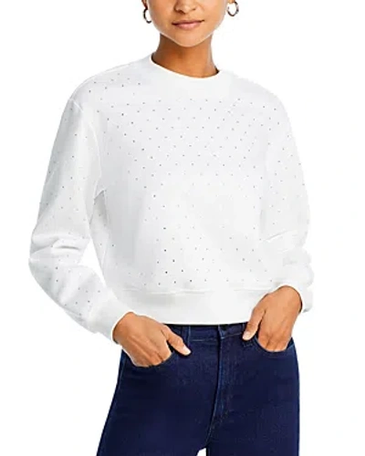 Generation Love Julie Rhinestone Embellished Cotton Sweatshirt In White/clear